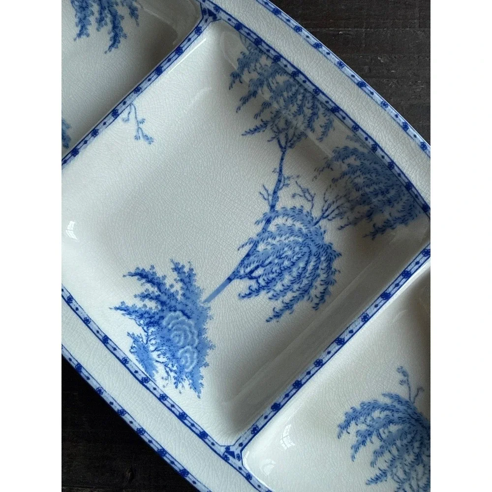 Pottery Barn Sophia Chinoiserie Blue White Divided Serving Platter 15 Inch Tray‎